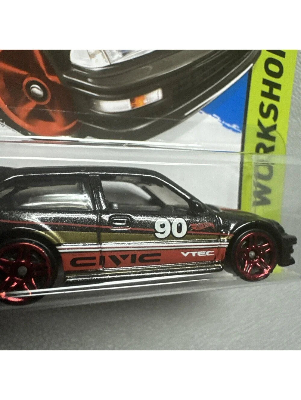 Hot Wheels ’90 Honda Civic EF Black HW Workshop Series Die-Cast Car #197/250